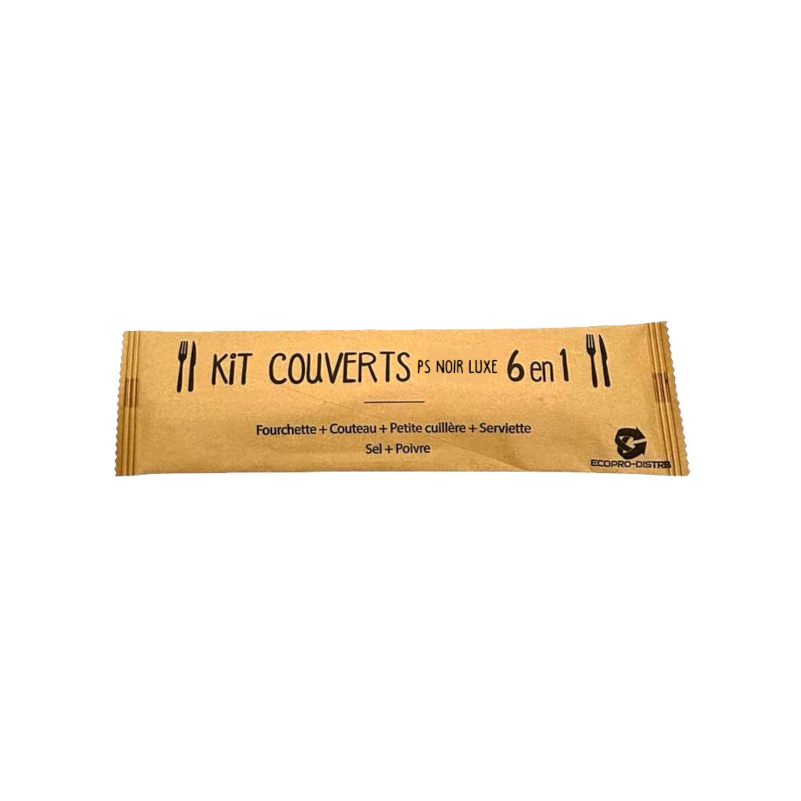 Kit couvert ** 6en1 ** réutilisable ''PS noir luxe''   E&C