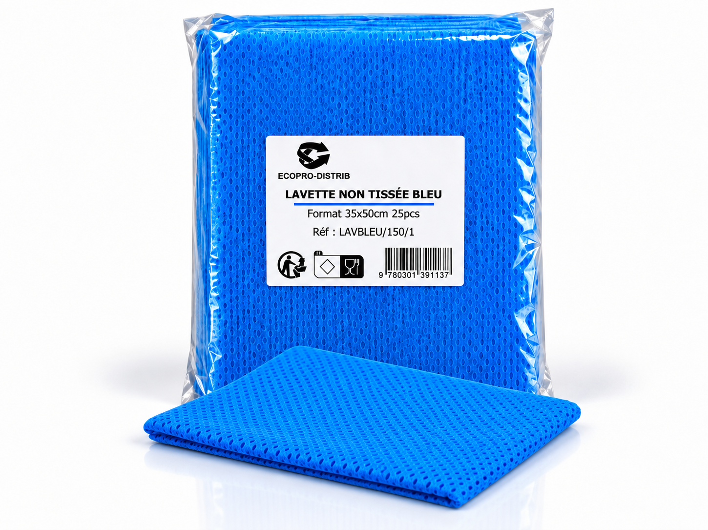 LAVETTE NON TISSES BLEU 35x50cm ( 6x25pcs) E&C