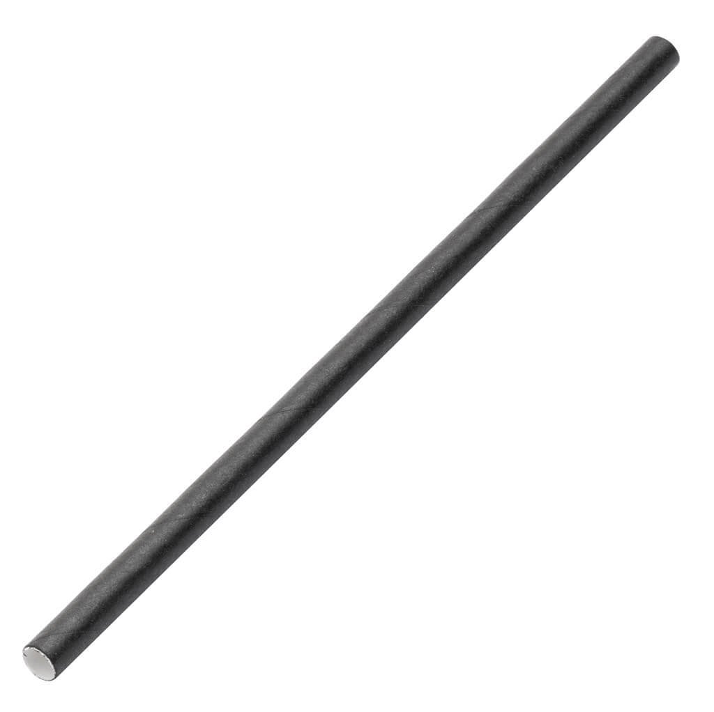 Paille NOIR Ø12 large en papier emballée individuellement12x210mm (20x100pcs) E&C