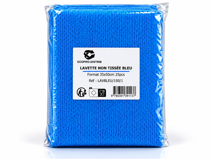 LAVETTE NON TISSES BLEU 35x50cm ( 6x25pcs) E&C