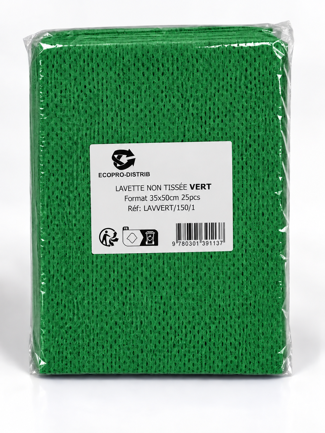 LAVETTE NON TISSES VERT 35x50cm ( 6x25pcs)