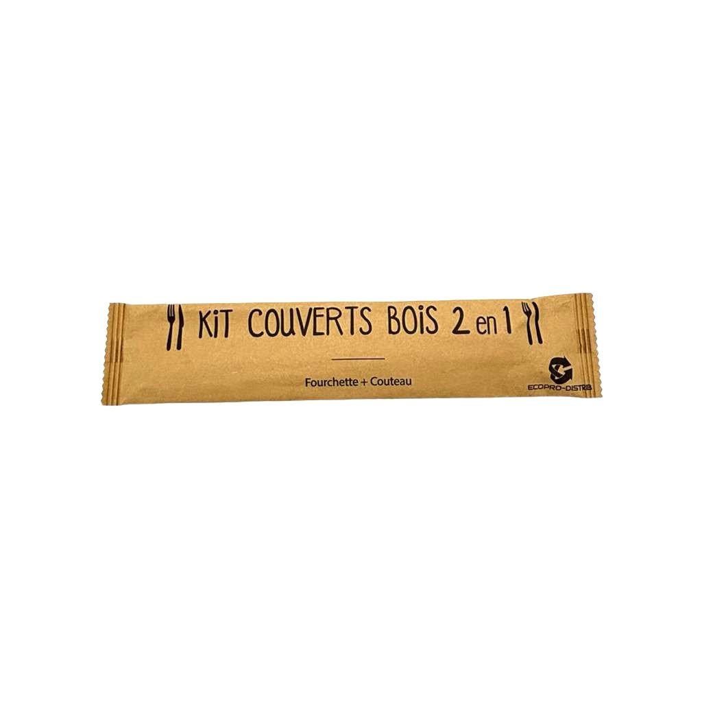 Kit couvert en bois 2en1 Fourchette + Couteau E&C