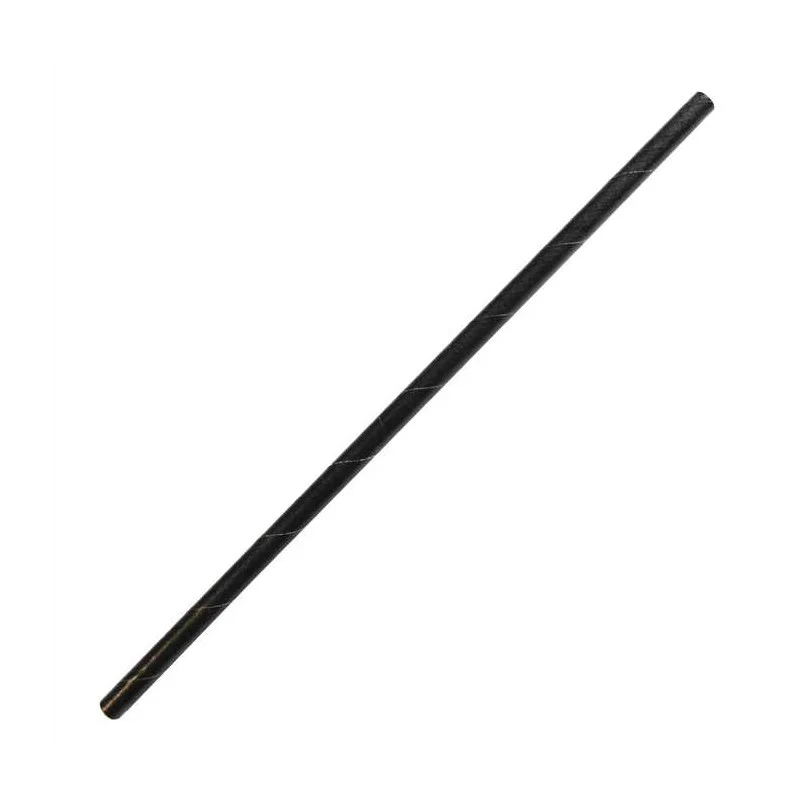 Paille NOIR Ø6 en papier droite emballée individuellement 6x197mm (1x100pcs) E&C