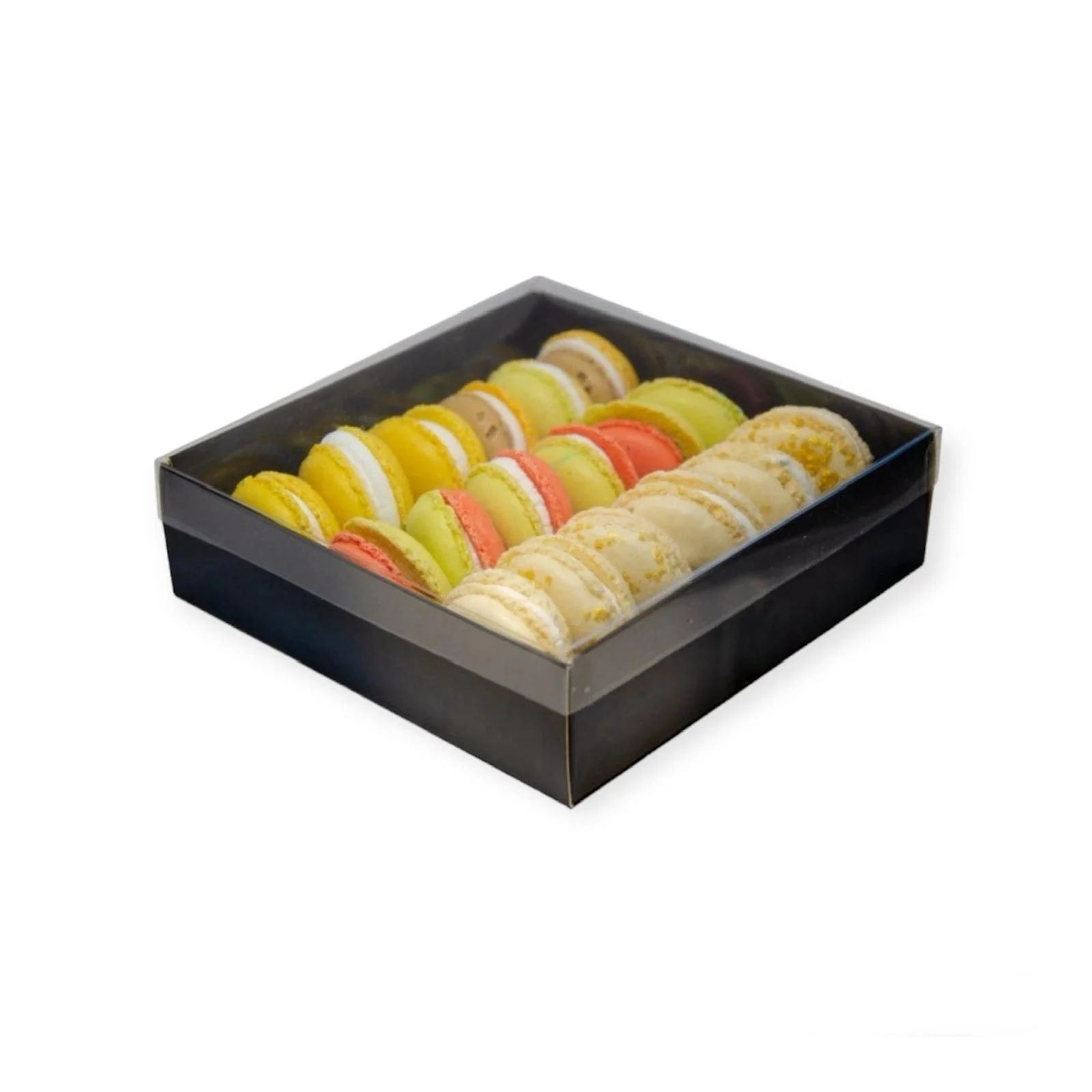 BOITE A MACARONS A FENETRE NOIR 22x14,7x5,5 (50PCS)