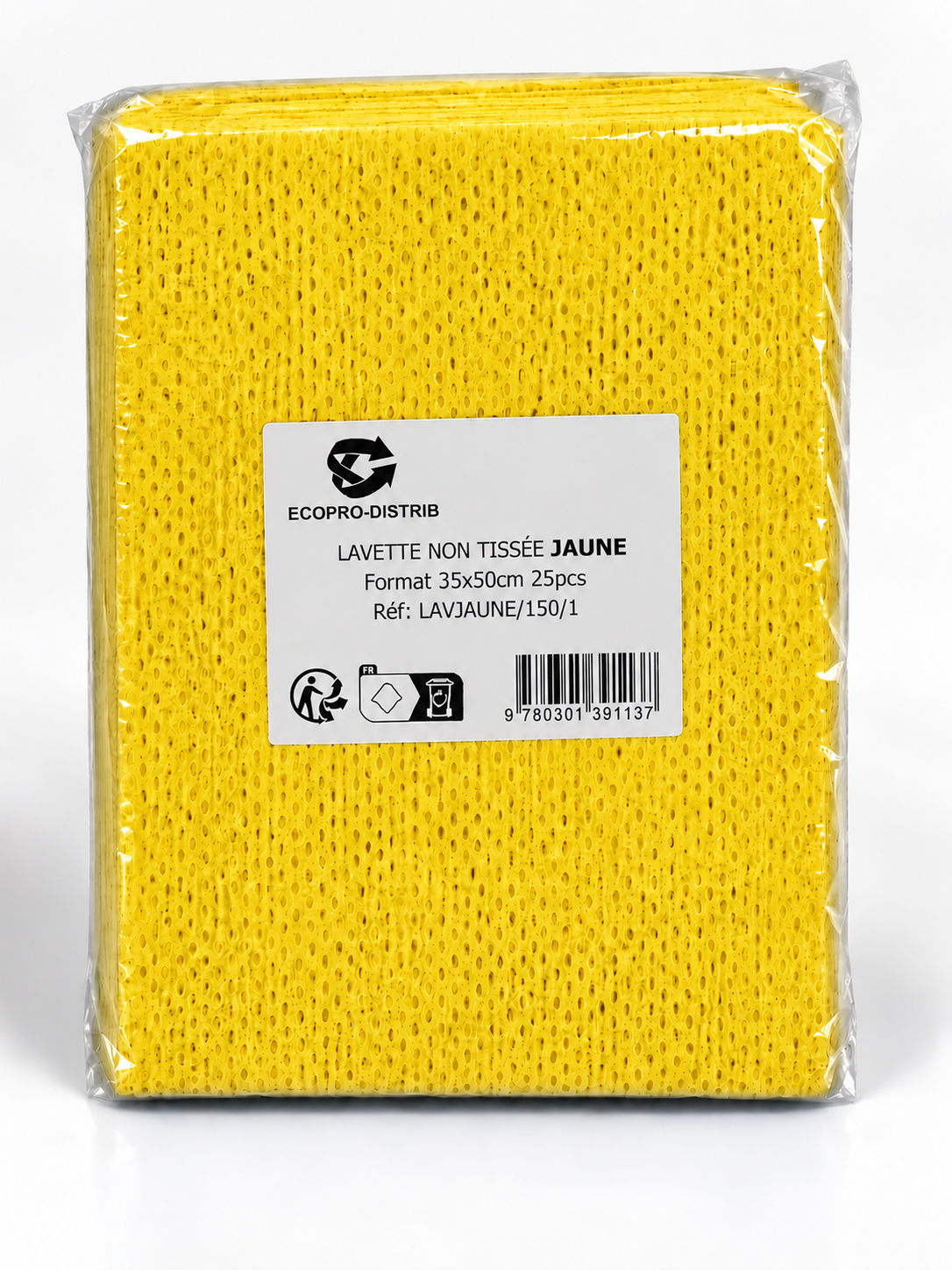 LAVETTE NON TISSES JAUNE 35x50cm ( 6x25pcs) E&C