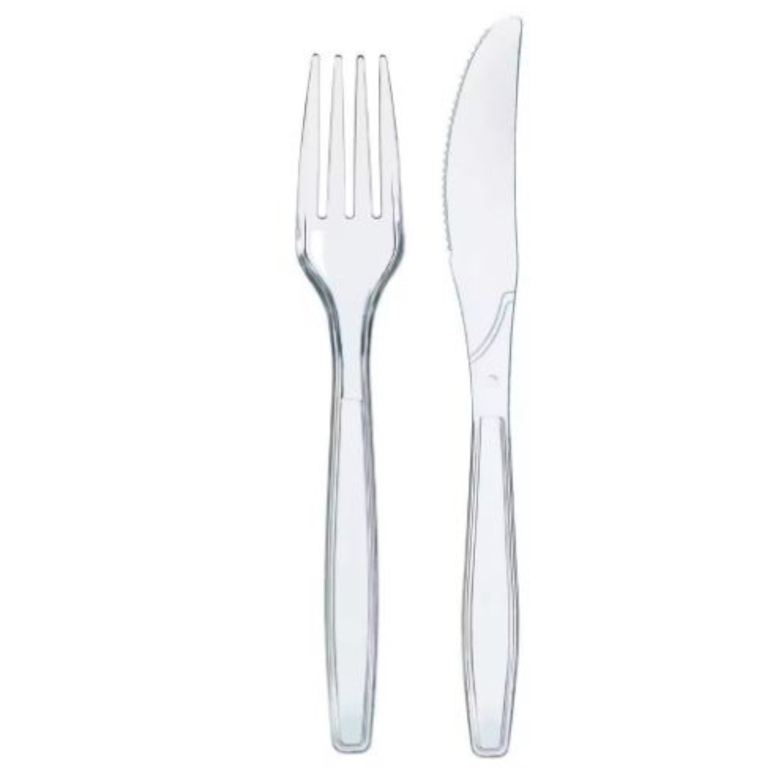 Kit couverts plastique ''cristal réutilisable'' 2/1 couteau + fourchette E&C